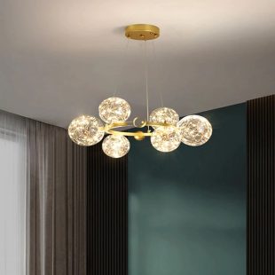 Alternative view of Đèn chùm thủy tinh hiện đại màu hổ phách trang trí phòng ngủ phòng khách phòng bếp 6 bóng 12 bóng cao cấp DTT-DC69B