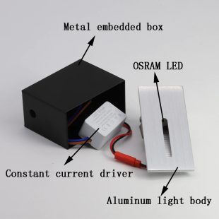 Alternative view of Đèn LED âm tường gắn chân cầu thang lối đi hành lang trang trí nội thất hiện đại 3w chip OSRAM cao cấp DTT-CT07H