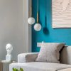 Đèn thả gắn trần hiện đại bóng thủy tinh mờ E27 LED chiếu sáng trang trí nội thất đơn giản Bắc Âu D200mm DTT-210G - Ảnh 2