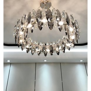 Alternative view of Đèn chùm pha lê hiện đại màu xám khói thép không gỉ đui LED E14 cao cấp trang trí nội thất hiện đại DPL-205
