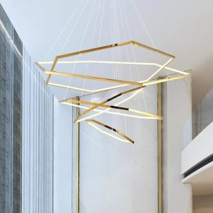 Alternative view of Đèn chùm phòng khách hiện đại hình lục giác vỏ gold LED chiếu sáng trang trí cao cấp DTT-DC70