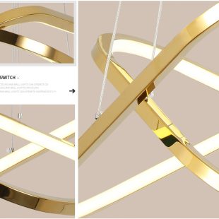 Alternative view of Đèn chùm treo thả trần hiện đại vòng tam giác vỏ GOLD LED trang trí phòng khách phòng ngủ cao cấp DTT-DC71
