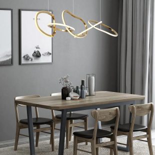 Alternative view of Đèn trần treo thả bàn ăn nhà hàng nội thất trang trí hiện đại 5 vòng LED chiếu sáng vỏ vàng thép không gỉ cao cấp DTT-BA41