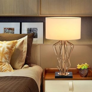 Alternative view of Đèn bàn khách sạn để đầu giường phòng ngủ LED E27 chụp vải cao cấp trang trí hiện đại DTT-YN6619
