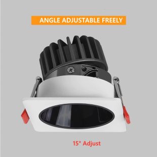 Alternative view of Đèn LED COB âm trần mặt vuông tán quang xoay góc lỗ khoét 90mm góc chiếu 36 độ 7w 12w 15w chip Bridgelux nguồn Done cao cấp DTT-ATCVP90