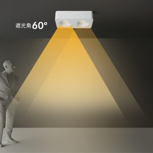 Alternative view of Đèn LED ốp trần nổi spotlight tán quang hộp đôi loại mỏng 7Wx2 12Wx2 chip Bridgelux nguồn Done góc chiếu 60 độ vỏ trắng cao cấp DTT-OBV05-2