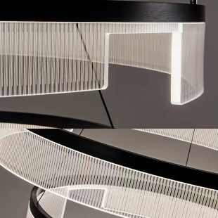 Alternative view of Đèn chùm treo trần hiện đại trang trí phòng khách kiểu dáng Bắc Âu đơn giản acrylic vỏ đen LED 40cm 60cm 80cm cao cấp DTT-DC1237