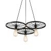 Đèn LED treo trần thả 3 bánh xe kim loại cao cấp E27 trang trí quán cafe trà sữa nhà hàng khách sạn kiểu dáng tối giản Bắc Âu hiện đại vỏ BLACK cao cấp DTT-024-3 - Ảnh 2