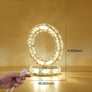 Alternative view of Đèn ngủ để bàn tab đầu giường pha lê LED mặt tròn 3000k 6500k cao cấp kiểu dáng Châu Âu hiện đại H30cm DTT-DB7310