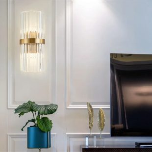 Alternative view of Đèn tường pha lê cao cấp LED E14*2 trang trí hành lang lối đi nội thất hiện đại vỏ vàng DTT-DPL808