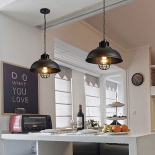 Alternative view of Chao đèn thả sắt sơn tĩnh điện có chụp chống nổ LED E27 trang trí bàn ăn bàn trà nhà hàng quán cafe trà sữa kiểu dáng đơn giản Bắc Âu Retro D30cm DTT-067