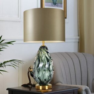 Alternative view of Đèn bàn thủy tinh cao cấp LED E27 chụp vải trang trí tab đầu giường phòng ngủ hiện đại kiểu dáng Châu Âu DTT-DB198