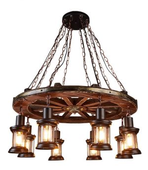 den chum treo tran go phong cach co dien trang tri nha hang khach san quan cafe cao cap led e27 d80cm dtt dc1490 5