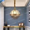 Đèn đồng treo thả trần trang trí kiểu dáng cổ điển Châu Âu kính thủy tinh 5 bóng LED E14 cao cấp DTT-DC3053 - Ảnh 3