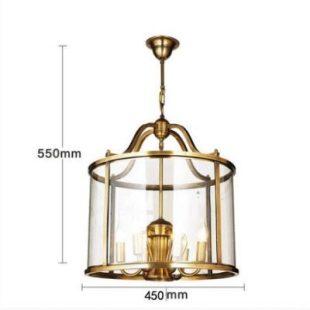 Alternative view of Đèn đồng treo thả trần trang trí kiểu dáng cổ điển Châu Âu kính thủy tinh 6 bóng LED E14 cao cấp DTT-DC90014