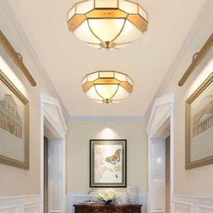 Alternative view of Đèn LED gắn trần đồng chụp kính cao cấp trang trí biệt thự khách sạn nhà hàng kiểu dáng cổ điển D50cm DTT-X031