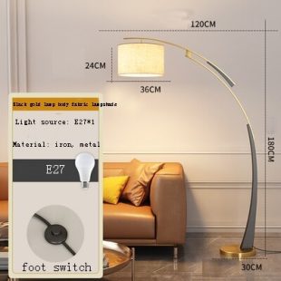 Alternative view of Đèn cây đứng sàn chụp vải LED E27 cao cấp hình vòng cung trang trí phòng ngủ phong cách Bắc Âu hiện đại cao 1m80 DTT-YN6659F