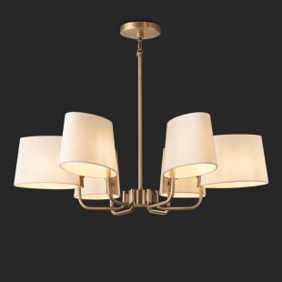 Alternative view of Đèn chùm đồng treo trần chụp vải LED E14 cao cấp trang trí kiểu dáng đơn giản Bắc Âu cổ điển DTT-DC-YB37