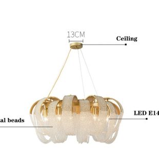 Alternative view of Đèn chùm pha lê LED E14 cao cấp chiếu sáng trang trí phòng ăn phòng khách phòng ngủ phong cách Châu Âu hiện đại H50cm DTT-DC1425