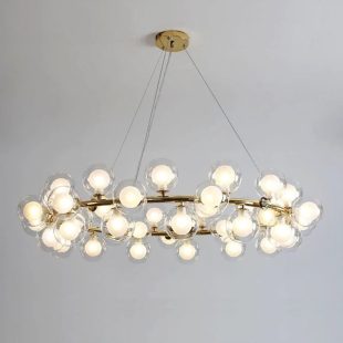 Alternative view of Đèn chùm thủy tinh hiện đại LED G9 bong bóng màu hổ phách trang trí chung cư khách sạn nhà hàng shop thời trang D60cm D75cm cao cấp DTT-DC039F