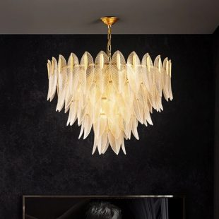 Alternative view of Đèn chùm thủy tinh hình lá hiện đại LED E14 trang trí phòng ngủ phòng khách phòng bếp 60cm 80cm 100cm cao cấp DTT-DC1231