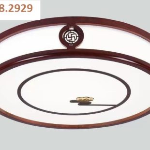 Alternative view of Đèn LED gắn trần viền gỗ mặt tròn Acrylic cao cấp trang trí biệt thự khách sạn nhà hàng kiểu dáng cổ điển D52cm DTT-YN7026