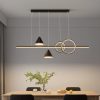 Đèn LED treo thả trần đổi màu 3 chế độ ánh sáng cao cấp trang trí bàn ăn bàn đảo bếp quầy bar phong cách Bắc Âu tối giản hiện đại D120cm vỏ đen DTT-BA2001 - Ảnh 2