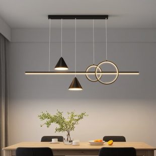 Alternative view of Đèn LED treo thả trần đổi màu 3 chế độ ánh sáng cao cấp trang trí bàn ăn bàn đảo bếp quầy bar phong cách Bắc Âu tối giản hiện đại D120cm vỏ đen DTT-BA2001
