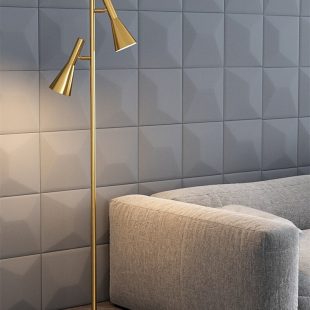 Alternative view of Đèn sàn phòng ngủ LED E27 dimmer điều chỉnh tăng giảm sáng tối chân đế đá cẩm thạch cao cấp trang trí kiểu dáng Bắc Âu hiện đại H154cm vỏ vàng DTT-YN6716F