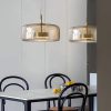 Đèn thả gắn trần LED chao thủy tinh màu hổ phách chiếu sáng trang trí bàn ăn Minimalist Bắc Âu hiện đại D33cm DTT-F176 - Ảnh 3
