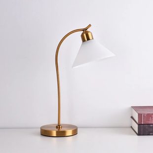 Alternative view of Đèn bàn làm việc LED E27 chụp thủy tinh cao cấp chiếu sáng trang trí văn phòng phòng học kiểu dáng Bắc Âu hiện đại vỏ trắng DTT-YN8110A