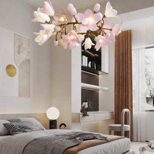 Alternative view of Đèn chùm gốm LED G9 hoa anh đào cao cấp chiếu sáng trang trí phòng ăn phòng khách phòng ngủ phong cách Bắc Âu hiện đại D60cm 80cm 100cm DTT-DC7038