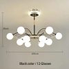 Đèn chùm thủy tinh hiện đại LED 3 chế độ bóng E27*12 màu trắng đục cao cấp trang trí phòng khách phong cách Bắc Âu Nordic DTT-DC2026 - Ảnh 3