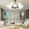 Đèn chùm thủy tinh hiện đại LED E27 12 bóng chao tròn trắng đục cao cấp trang trí phòng khách phong cách Bắc Âu Nordic DTT-DC185 - Ảnh 3