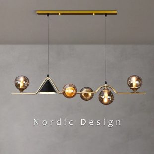 Alternative view of Đèn thả bàn ăn chao thủy tinh LED E14 5 bóng chiếu sáng trang trí phong cách Nordic Bắc Âu hiện đại DTT-BA7068