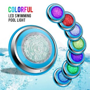 Alternative view of Đèn LED dưới nước chiếu sáng bể bơi đài phun ip68 12V 24V 9w 12w 18w 24w 36w trang trí hiện đại đổi màu RGB inox cao cấp DTT-BB01