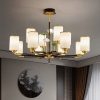 Đèn chùm treo trần chao thủy tinh đục trang trí kiểu dáng tân cổ điển Trung Hoa tối giản LED E27 cao cấp DTT-DC-D066 - Ảnh 2