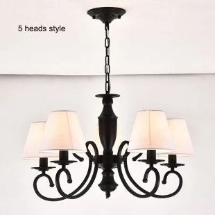 Alternative view of Đèn chùm treo trần chụp vải LED E14 cao cấp trang trí phòng khách kiểu dáng vintage Mỹ hiện đại DTT-DC8056